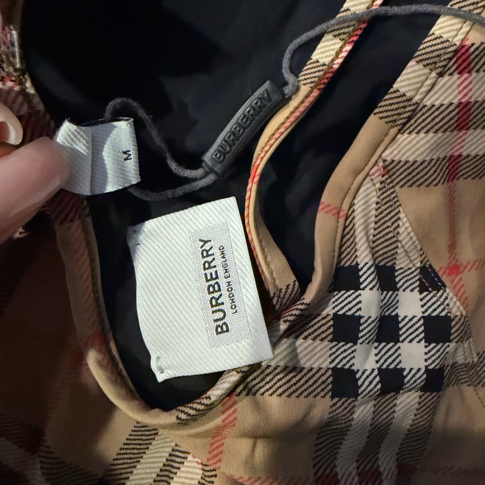 Burberry Tan Plaid Swimwear with Black and Red Accents - Picture 4 of 4